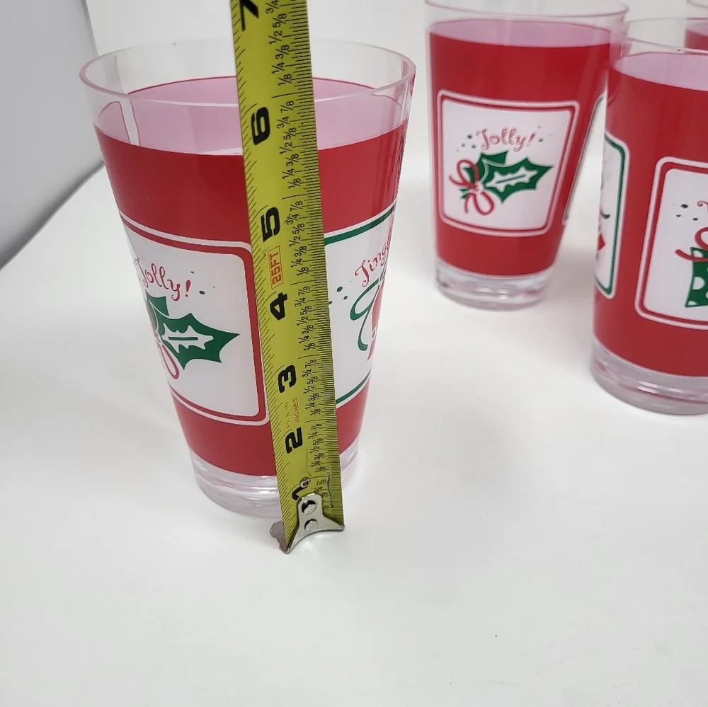 Bundle of 4 Tumblers Hard Plastic Reusable Holiday‎ Christmas 16 oz